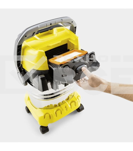 Строительный пылесос Karcher WD 6 P S V-30/8/35/T (YSY) желтый, 300/1300 Вт, уборка сухая/сбор воды, пылесборник мешок/контейнер, 30 л