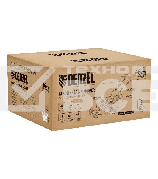 Газонокосилка бензиновая Denzel GLD-460-K, 150 см3, 46 см, 50 л