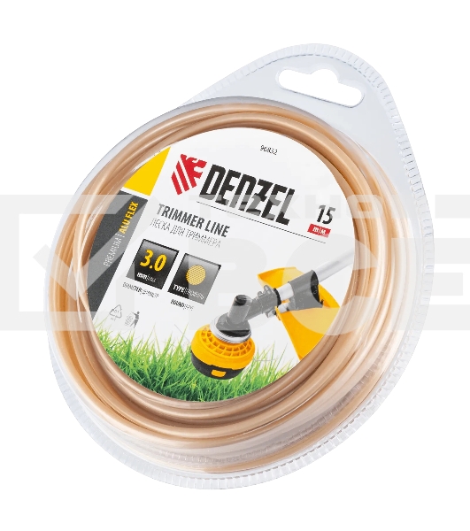 Леска для триммера Denzel армированная алюминием круглая, 3,0мм х 15м, блистер ALUFLEX