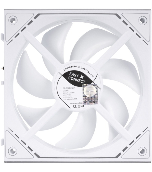 Кулер для корпуса Thermalright TL-M12QRW Reverse (124x120x25mm, 4-pin PWM, ARGB, 47.6CFM, 23.2dBA, 1500RPM, White)