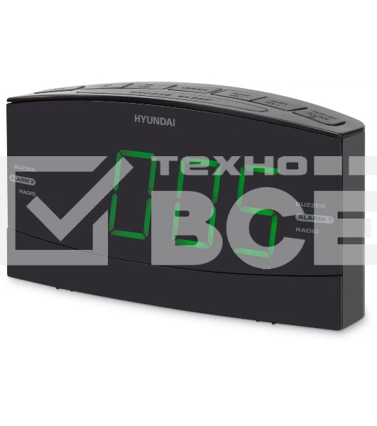 Радиобудильник Hyundai H-RCL238 черный LCD подсв:зеленая часы:цифровые FM