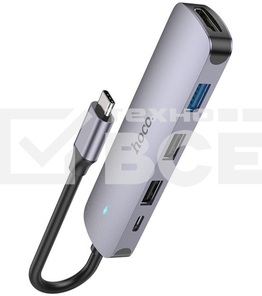 Разветвитель USB-C Hoco HB27 4порт. серый