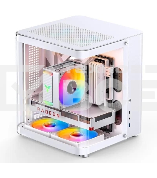 Корпус без блока питания JONSBO TK-1, Mini-Tower, TG, no fan, 1xUSB-A 3.2 + 1xUSB-C 3.2, mATX, mITX White