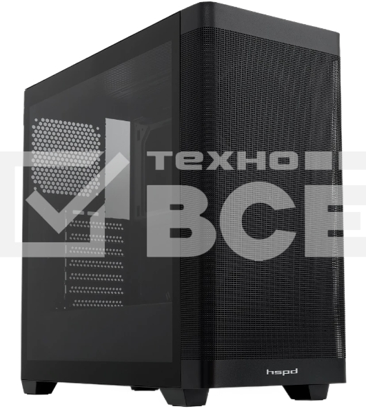 Компьютерный корпус без блока питания Case HSPD M740, Mesh Mid Tower, черный, TG, 0.6 SPCC, no fans, E-ATX, ATX, mATX, mITX, 170/400/200мм, 4x2.5