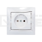 Розетка 1-м СП Мира 16А IP20 без заземл. керам. белый/белый LEZARD 701-0202-121, фото 1
