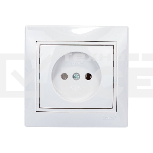 Розетка 1-м СП Мира 16А IP20 без заземл. керам. белый/белый LEZARD 701-0202-121
