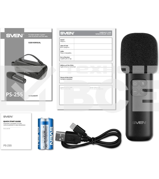 Колонка портативная Sven PS-255 черный 12W 1.0 BT 3600mAh (SV-022563)