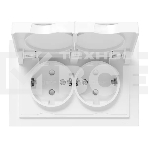 Розетка 2-м EKF UP1-SOW-211-44 СП Эпика 16А IP44 с заземл. защ. шторки с рамкой с крышками механизм бел., фото 1