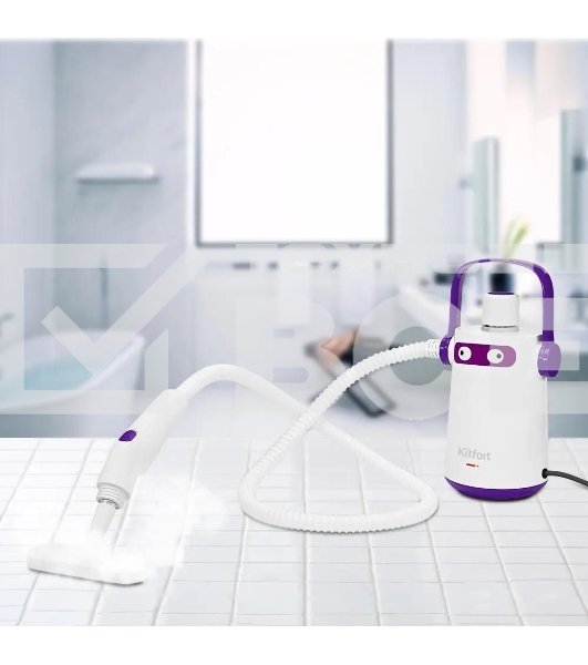 Пароочиститель ручной Kitfort КТ-9109-1 1000Вт белый/фиолетовый
