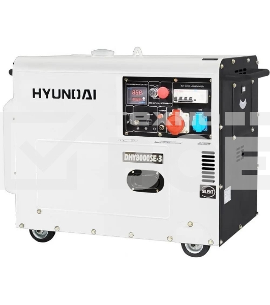 Электрогенератор дизельный Hyundai DHY 8000SE-3, 6.5 кВт, 72.6 дБ, 156 кг
