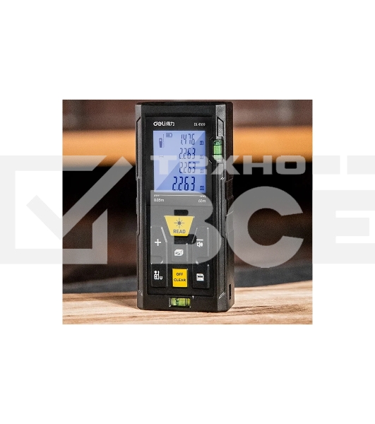 Лазерный дальномер Deli DL4169 (Диапазон измерения 0,05~60м, точность измерения: ±3мм)
