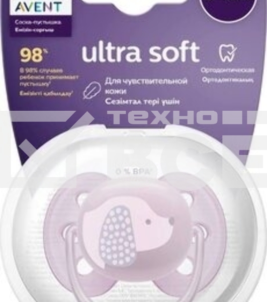 Пустышка Philips Avent ultra soft, собачка, 6-18 мес., 1 шт.