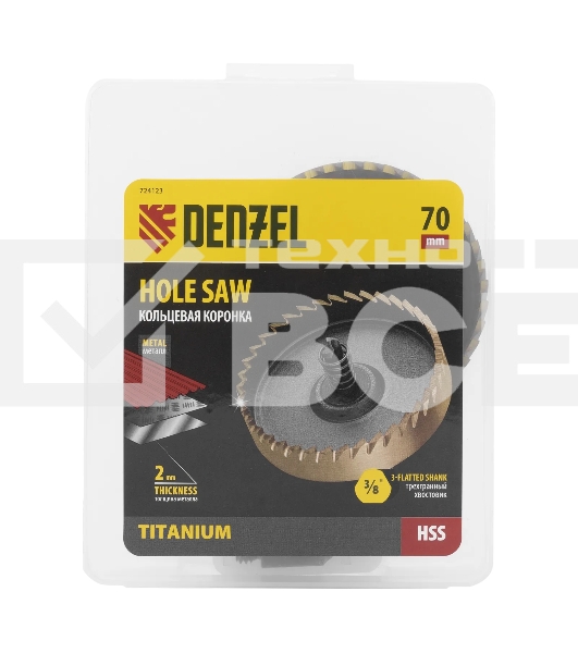 Коронка по металлу Denzel HSS, 70 мм, нитридтитановое покрытие