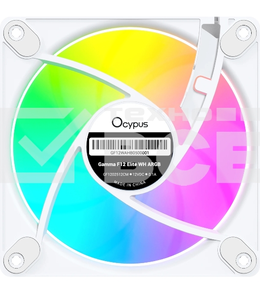 Вентилятор для корпуса Ocypus Gaммa F12 Elite WH ARGB, 120x120x25мм, 4-PIN PWM, 600-1800 RPM, 26 DBA MAX, HYDRO BEARING