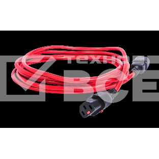 Шнур питания с фиксатором REM IEC 60320 C13/IEC 60320 C14, 10 А/250 В (3 * 1,0), длина 1,8 м, красный R-10-Cord-C13-C14-1.8-Red