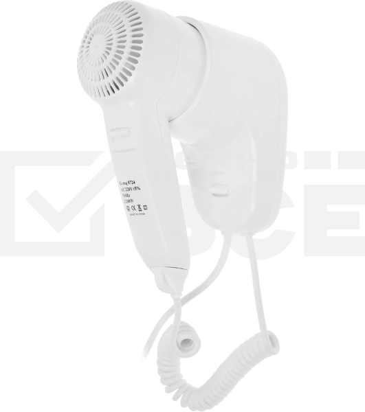 Фен настенный G-TEQ 8724 1200Вт 15м/сек пластик белый