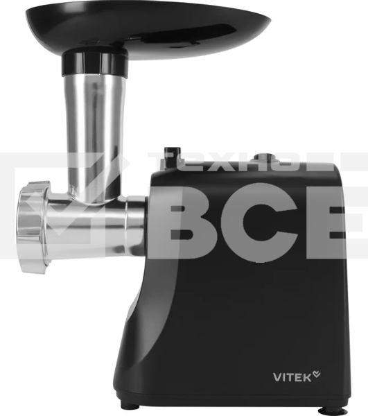 Мясорубка электрическая Vitek VT-MG3600 черный, 1800 Вт, 1.6 кг/мин, реверс, защита от перегрузки, насадки - 4