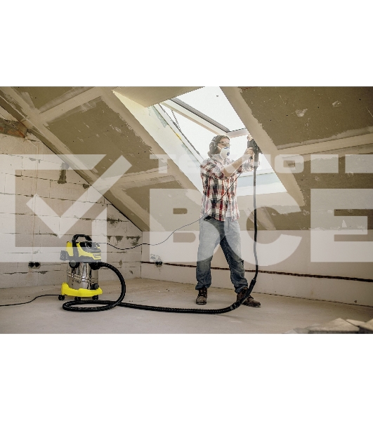 Строительный пылесос Karcher WD 6 P S V-30/8/35/T (YSY) желтый, 300/1300 Вт, уборка сухая/сбор воды, пылесборник мешок/контейнер, 30 л