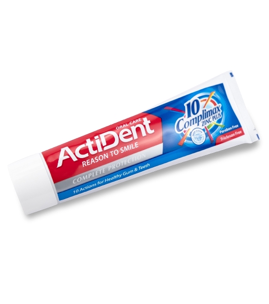 Зубная паста Active ACTIDENT Комплексный уход Complimax, без парабенов, 130 г (512901001)