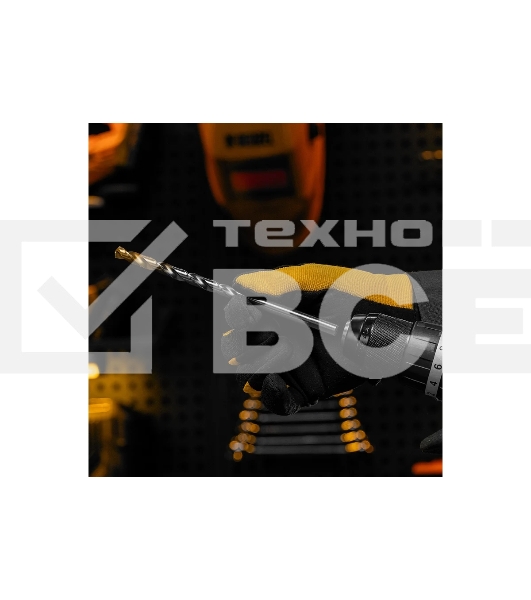 Сверло спиральное по металлу Denzel 10 х 184 мм, Р6М5, Golden Tip, удлиненное