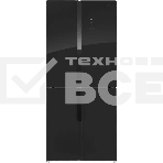 Холодильник Maunfeld MFF181NFB черный глянцевый, трехкамерный, 333/164л, морозилка сбоку, No Frost, Side by Side, фото 1