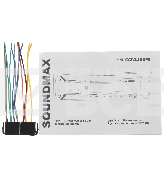Автомагнитола Soundmax SM-CCR3186, 1 DIN, Bluetooth, USB Type-A, AUX