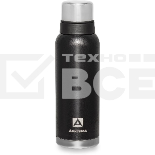 Термос Арктика 106-1200 черный, узкое горло 1,2 л, американский дизайн, антивандальное покрытие, две чашки, холод/тепло 32 ч