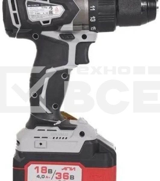Дрель-шуруповерт аккумуляторная бесщеточная ИНТЕРСКОЛ ДА-13/36В 70 Li-ion АПИ [814.2.2.70] кейс, 2 аккум. 2,0А·ч, ЗУ