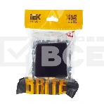 Розетка 1-местная IEK BRITE РСбш10-3-БрЧ (BR-R16-16-K02) с заземлением, с защитными шторками и крышкой, 16А, IP20, черный, фото3