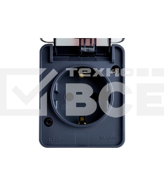 Розетка 1-м ОП AtlasDesign Profi54 16А IP54 250В с заземл. защ. шторки антрацит SchE ATN544045