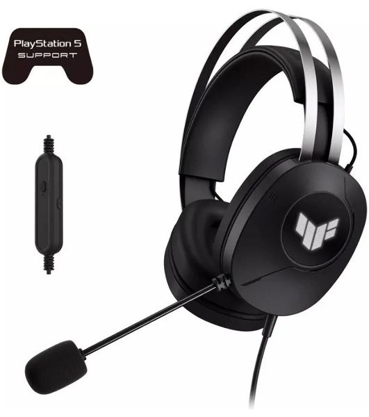 Гарнитура ASUS TUF Gaming H1 Gen II чёрный, проводная, USB, подсветка, совместимость с PS5