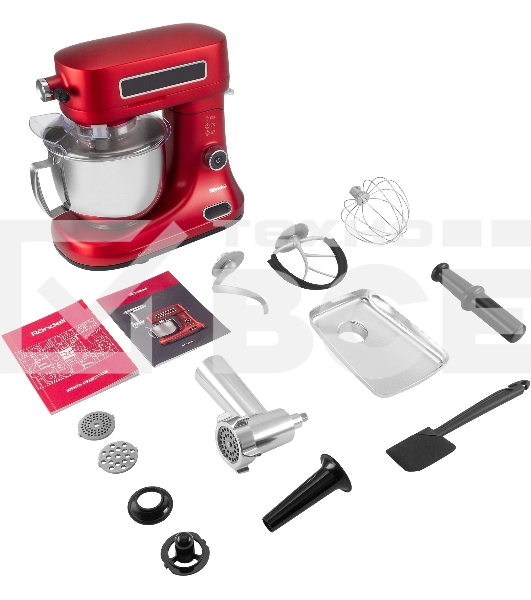 Кухонная машина Rondell RDE-KM900 планетар.вращ. 1900Вт красное вино