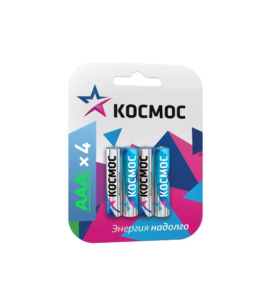 Элемент питания Космос алкалиновый LR LR03 BP-4 (блист.4шт)