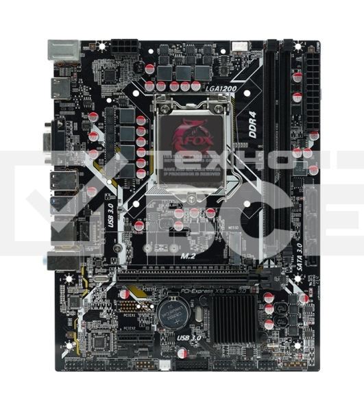 Материнская плата AFOX IH510D4-MA6-V2, LGA 1200, Intel H510, 2xDDR4, 3xSATA, 1xM.2, 1xPCI-E 4.0 x16, 1xPCI-E x1, 1xVGA, 1xHDMI, 1x 1Gb LAN, 2xUSB 2.0, 2xUSB 3.0, 2xPS/2, 6.1, mATX