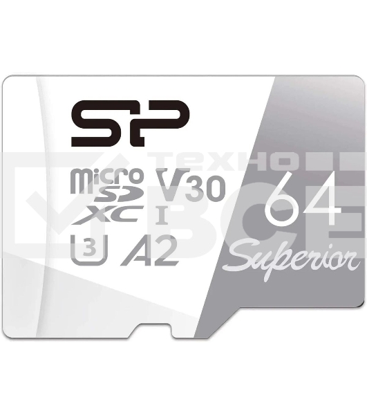 Флеш карта microSD 64GB Silicon Power Superior Pro A2 microSDXC Class 10 UHS-I U3 Colorful 100/80 Mb/s (SD адаптер)