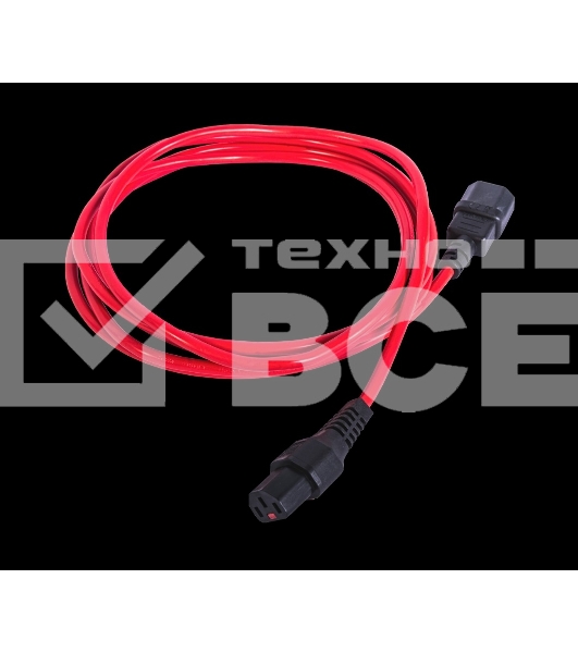 Шнур питания с фиксатором REM IEC 60320 C13/IEC 60320 C14, 10 А/250 В (3 * 1,0), длина 1,8 м, красный R-10-Cord-C13-C14-1.8-Red
