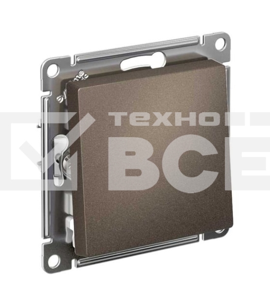 Кнопка нажимная сх.1, 10АХ, механизм SE AtlasDesign Мокко