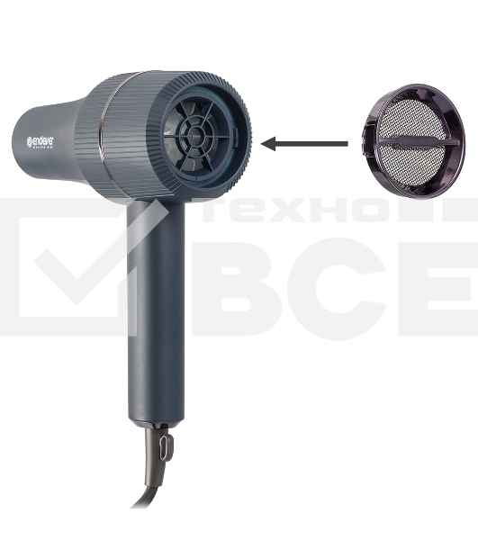 Фен Endever Aurora-515, Мощность 2200Вт, Количество скоростных режимов 2, Количество температурных режимов 3, Режим 