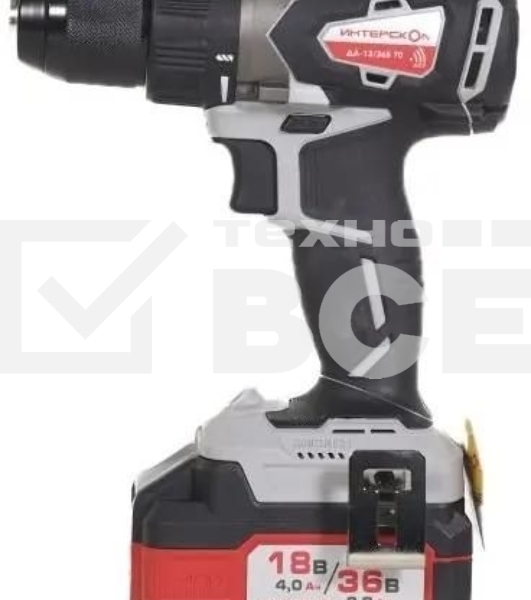 Дрель-шуруповерт аккумуляторная бесщеточная ИНТЕРСКОЛ ДА-13/36В 70 Li-ion АПИ [814.2.2.70] кейс, 2 аккум. 2,0А·ч, ЗУ