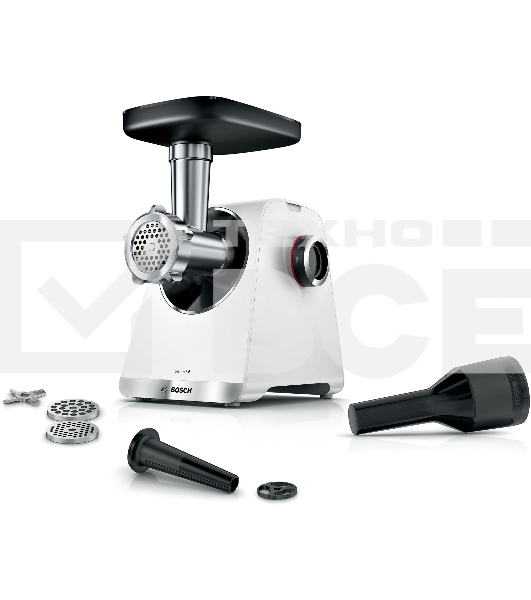 Мясорубка электрическая Bosch MFWS609W белый/черный, 2100 Вт, 3.5 кг/мин, реверс, насадки - 4