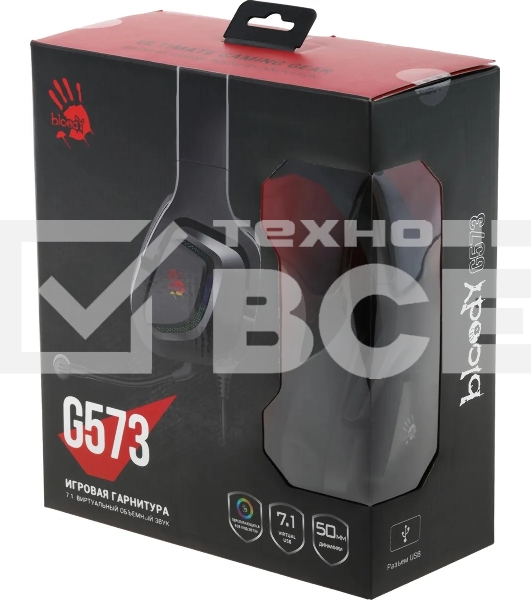 Наушники с микрофоном A4Tech Bloody G573 черный 2м мониторные USB оголовье (G573)