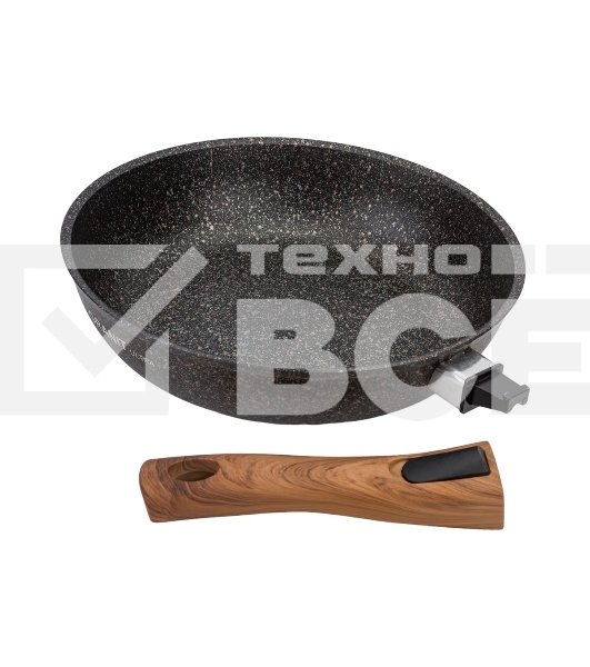 Сковорода Kukmara Granit ultra сго262а, 26 см, съемная ручка, без крышки, серый