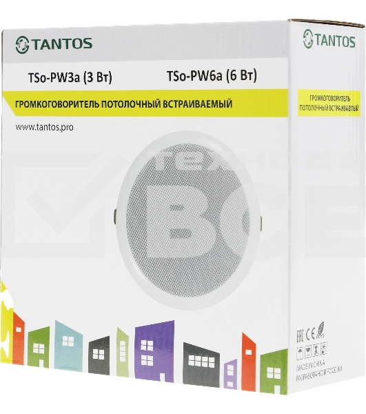 Громкоговоритель Tantos TSo-PW6a потолочный 6Вт белый (00-00026408)