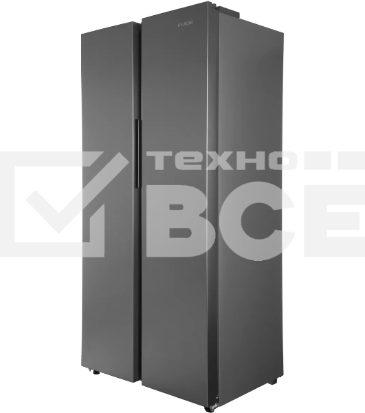 Холодильник Hyundai CS40082F нержавеющая сталь двухкамерный 230/142л морозилка слева, No Frost, Side by Side