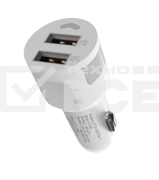 Автомобильное зарядное устройство Maxvi CCM-522 Plus T белый 5.2A