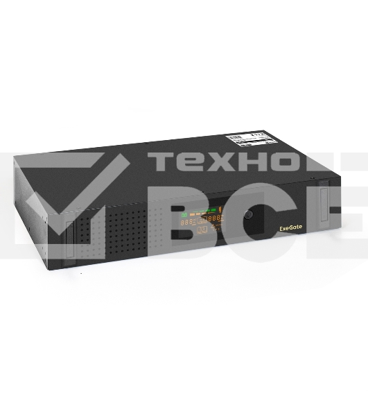 Источник бесперебойного питания ExeGate ServerRM UNL-800.LCD.AVR.2SH.3C13.USB.2U 800VA/480W, Color LCD, AVR, 2*Schuko+3*C13, USB, 2U, установка в стойку, черный