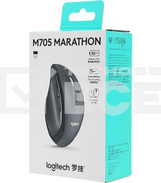 Мышь беспроводная Logitech M705 черный, 1000 dpi, радиоканал, USB, кнопки - 7