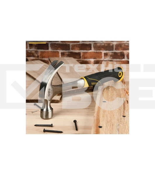 Молоток-гвоздодер Deli DL5072 450 гр, цельнокованный, прорезиненныя рукоять