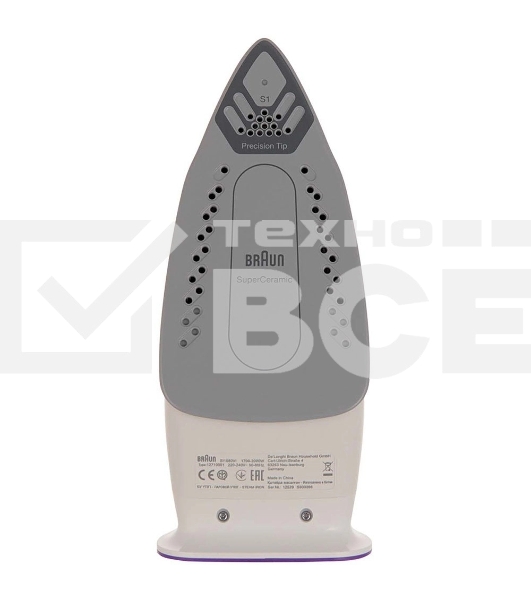 Утюг Braun TexStyle1 SI1080VI фиолетовый/белый, 2000 Вт, 25 г/мин, 130 г/мин, 220 мл