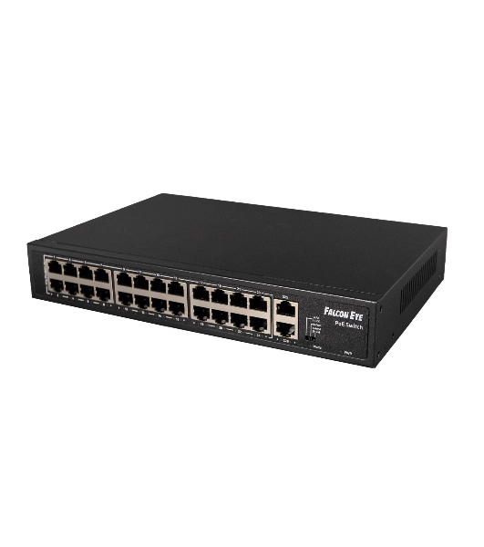 Коммутатор Falcon Eye FE-24FPG2, 24×100 Мбит/с PoE + 2×1 Гбит/с, неуправляемый